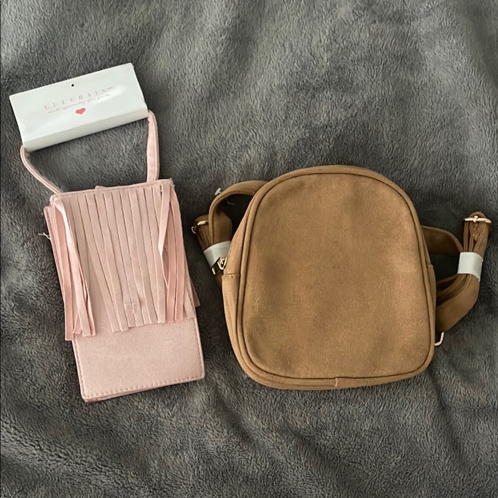 Lulurain pink and Tan Crossbody Bags